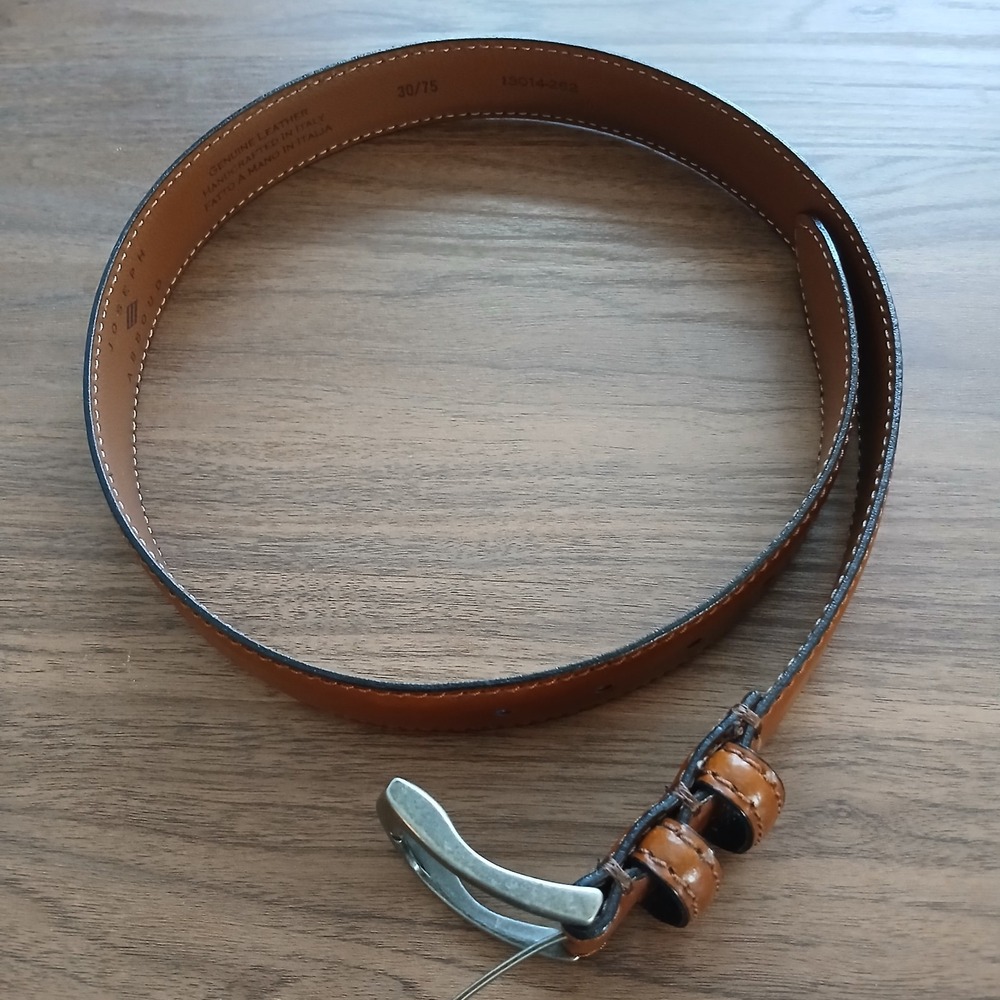 Joseph Abboud Handcrafted In Italy Leather Belt Men's‎ Sz 36 Cognac Brown